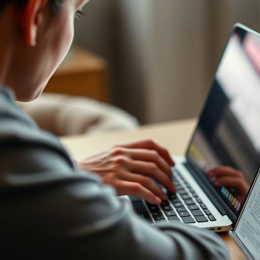 A close-up shot of a person working on their resume on a laptop.